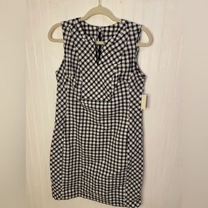Talbots- NWT Navy Blue and White Gingham Dress